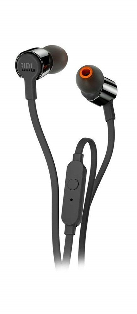 JBL T210 Pure Bass Premium Aluminum Build in-Ear Headphones with Mic & Tangle Free Cable (Black)
