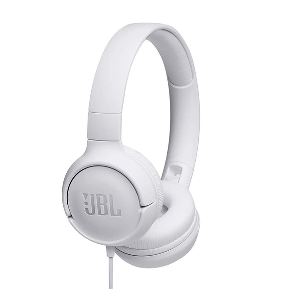 JBL Tune 500 Powerful Bass On-Ear Headphones with Mic (White)