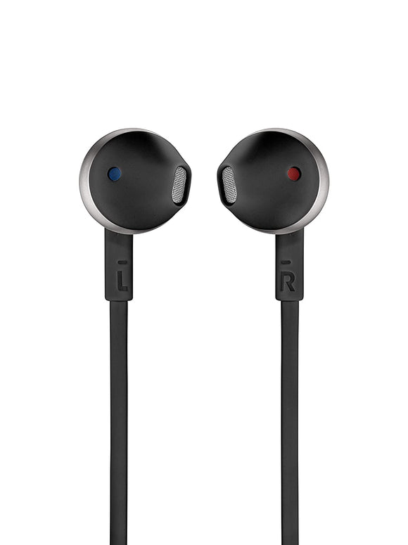JBL T205BT Pure Bass Wireless Metal Earbud Headphones with Mic (Black)